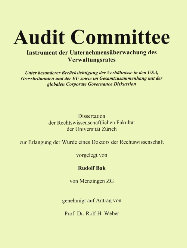 Audit Committee von Rudolf Bak